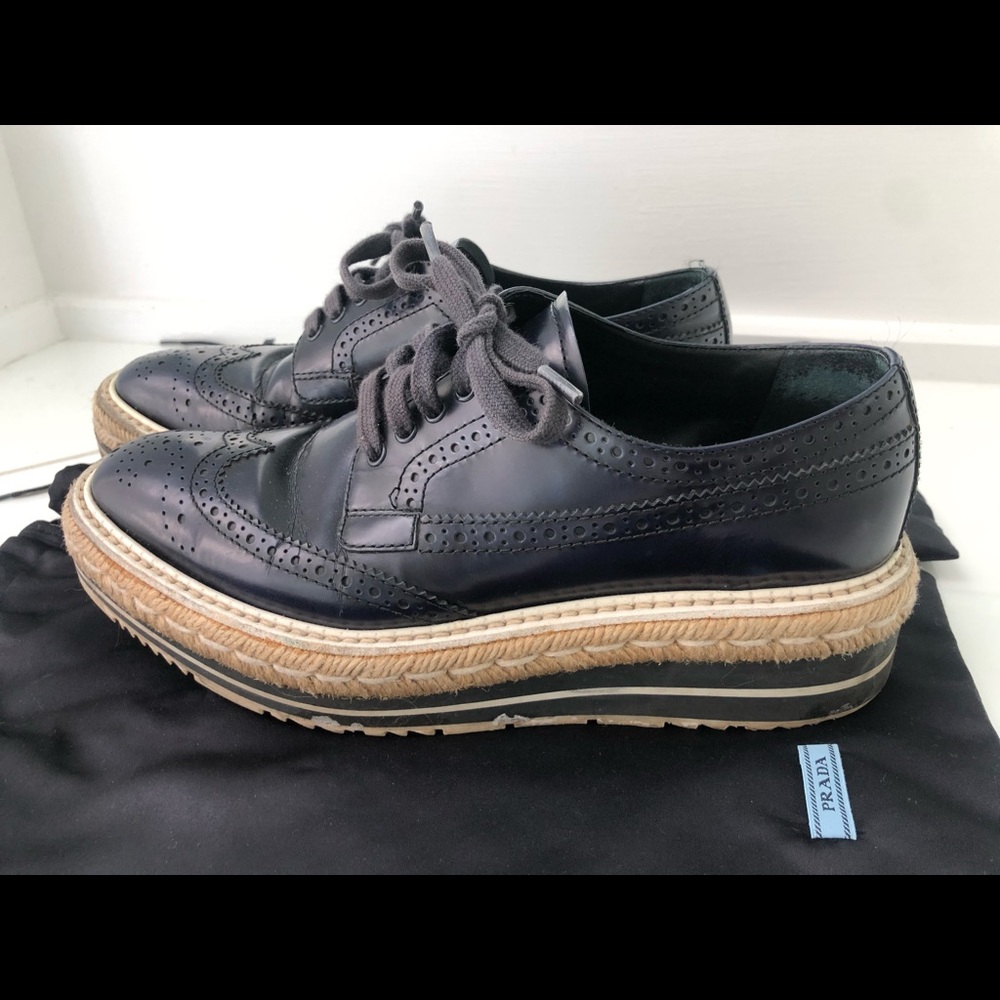 Prada Leather Wedge Sneakers - Women